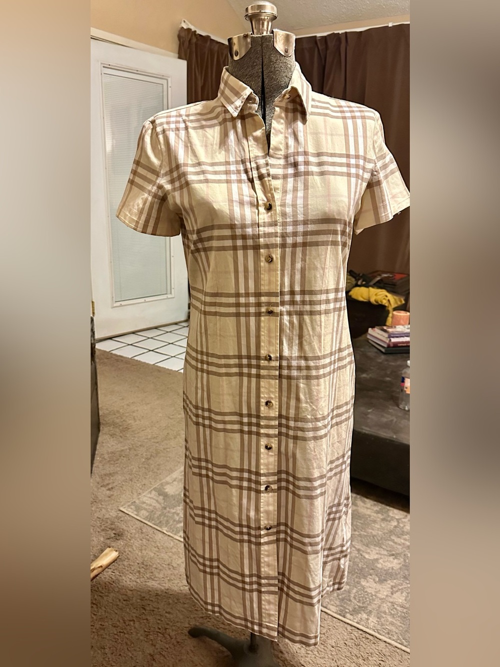 Burberry Plaid Midi Shirt Dress
